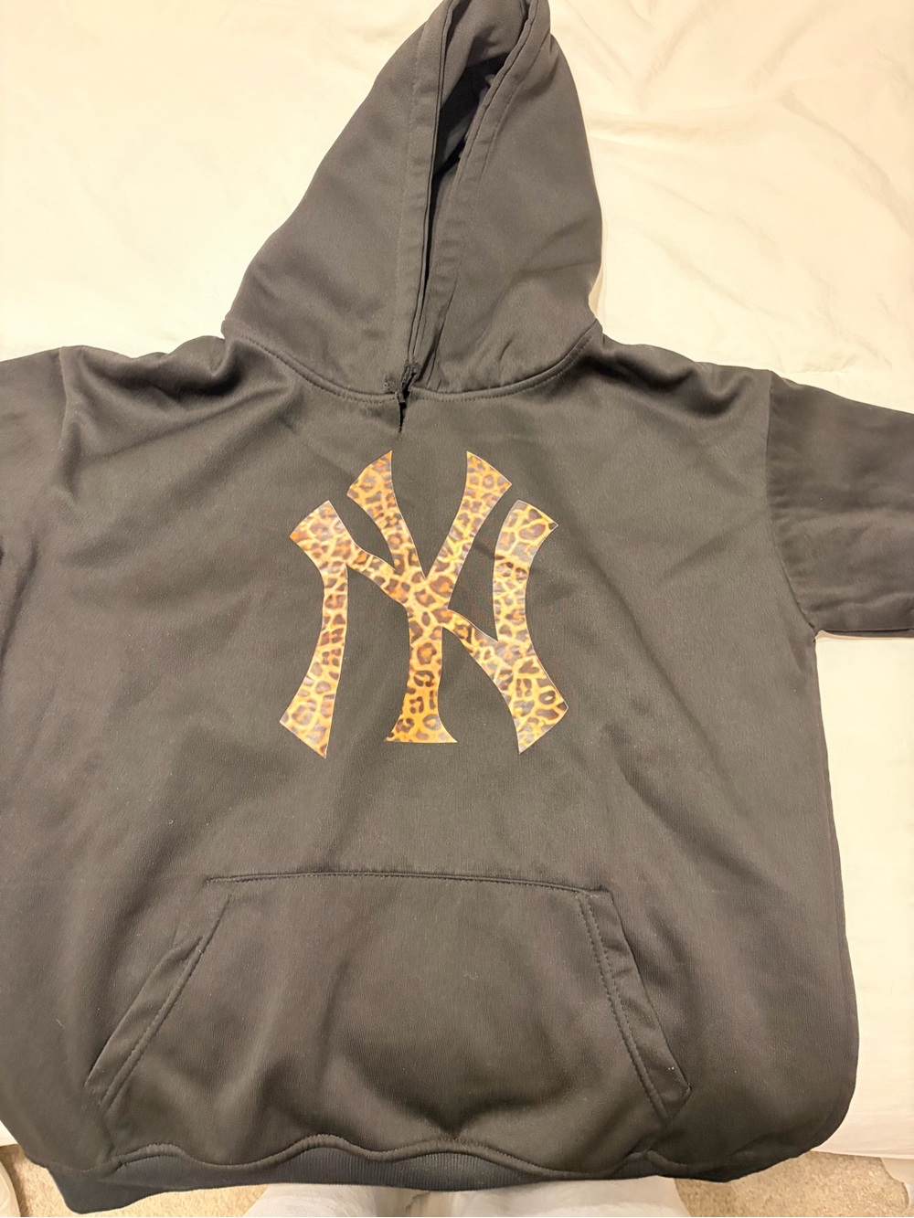 Black Hoodie with Leopard New York Logo